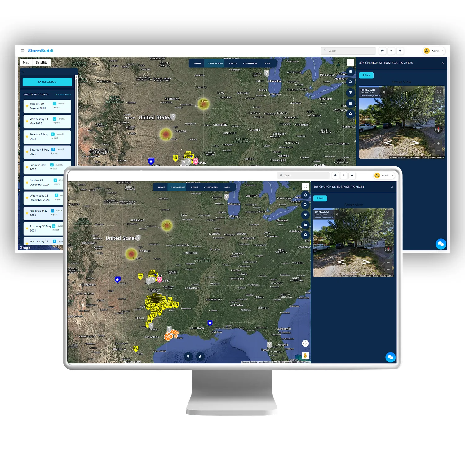 Storm impact map with weather layers